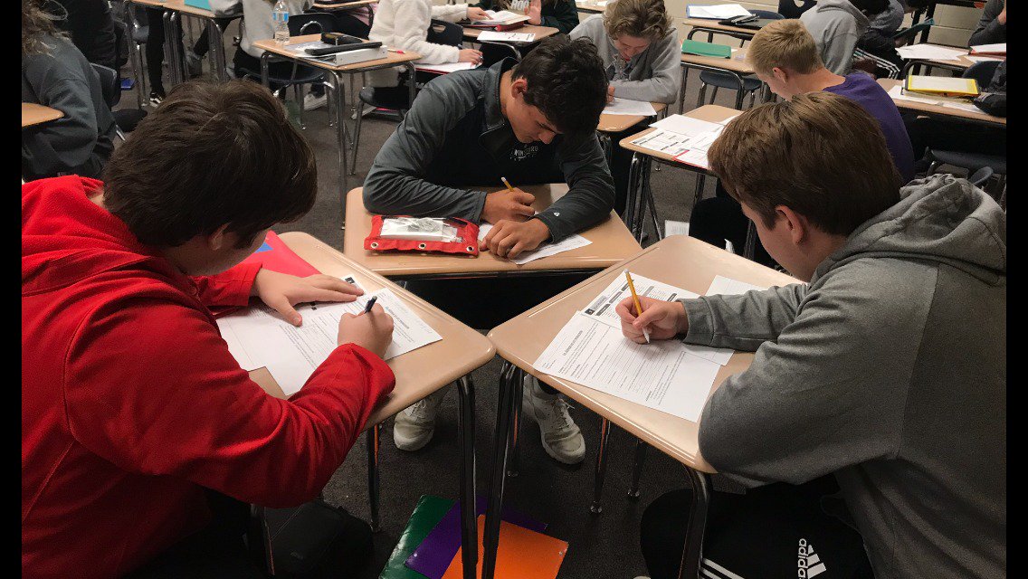SraB_THS's tweet photo. Spanish 2 students did a great job working in groups writing their restaurant skits yesterday.  I can't wait to see them present their skits next week! #THSHablaEspanol https://t.co/A2Rjvy89Hl