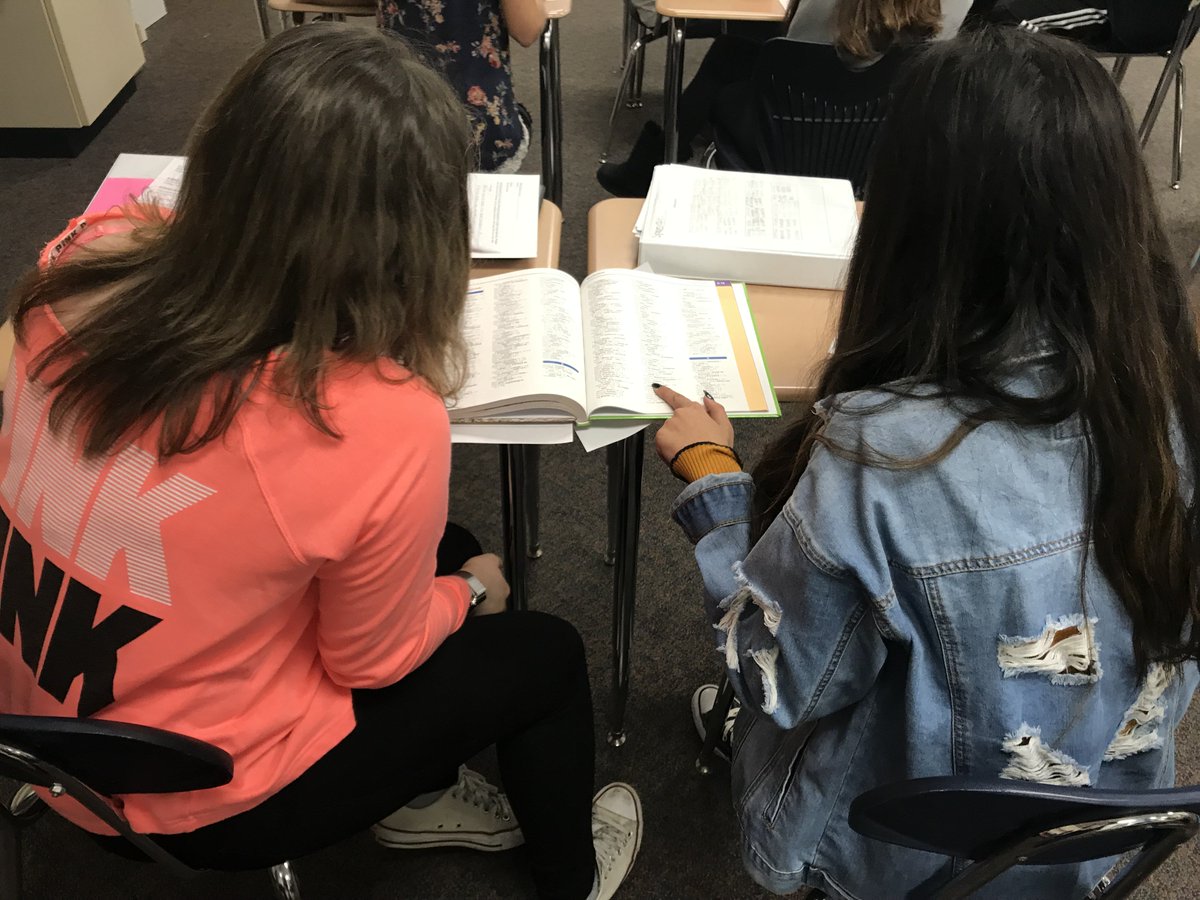 SraB_THS's tweet photo. Spanish 2 students did a great job working in groups writing their restaurant skits yesterday.  I can't wait to see them present their skits next week! #THSHablaEspanol https://t.co/A2Rjvy89Hl