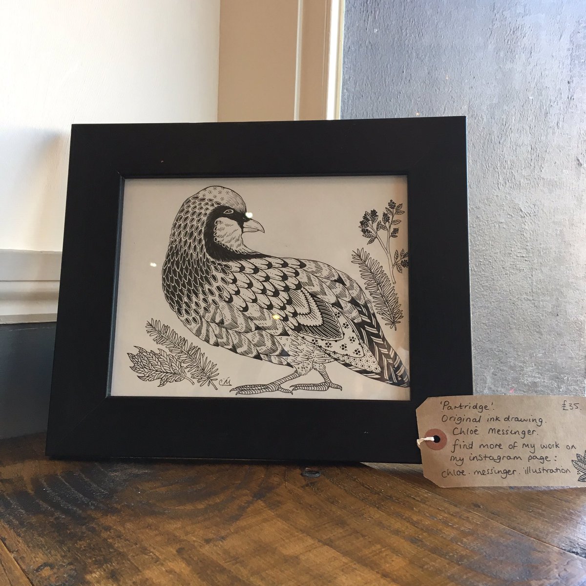 It’s a plump partridge 😄
Amazing drawing by Chloe messinger illustration
available to buy in the cafe ☕️ 
#artwork #supportlocal