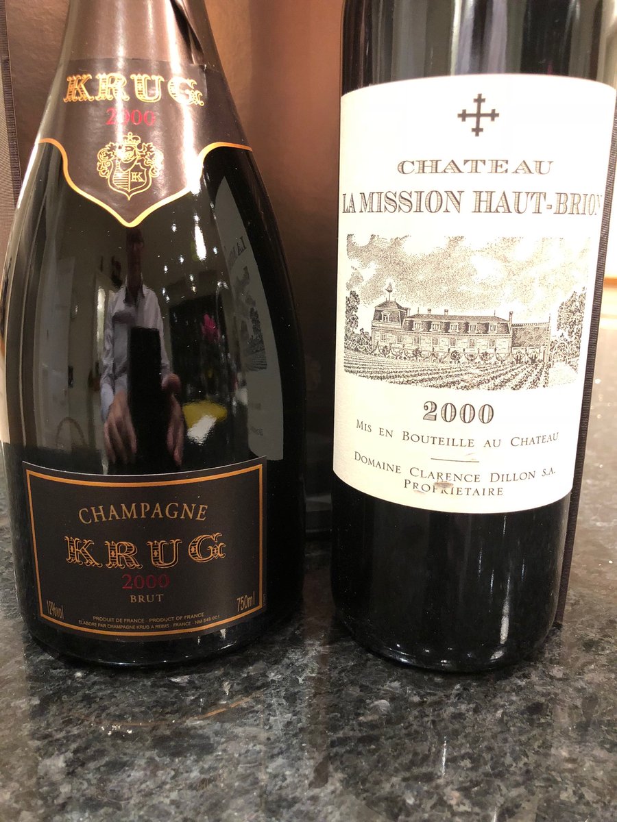After all, it isn’t every day that your son turns 18! #Krug to start, followed by #lamissionhautbrion both from the same 2000 vintage as him.