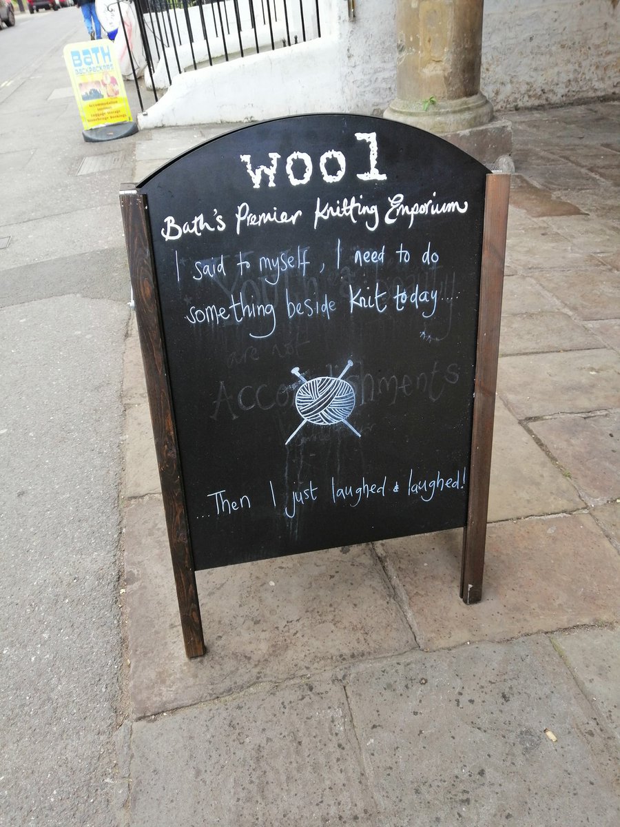 Walking around Bath and see these 2 signs for a really nice wool shop. #loveyarn #yarn