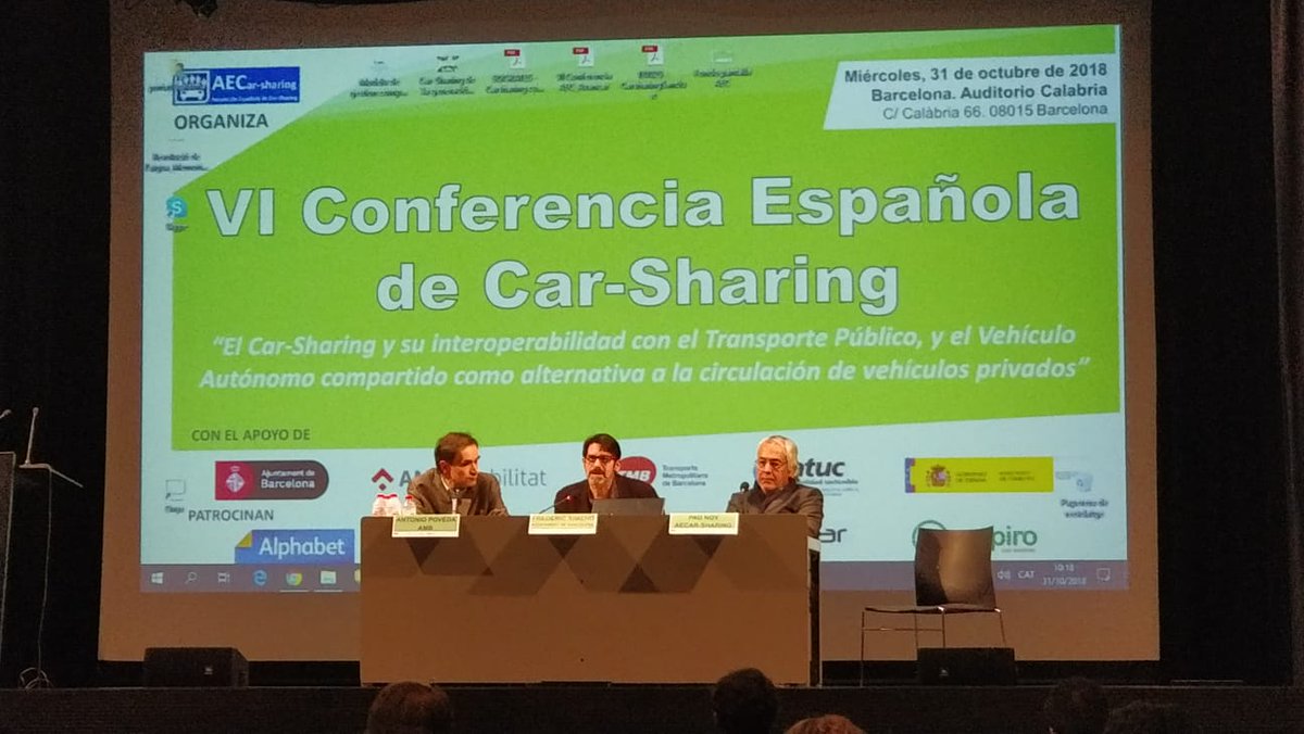 inLabFIB's tweet photo. Els inLabers Lídia Montero, Mari Paz Linares i Juan Salmeron a la VI Conferència Espanyola de #Carsharing ! Podeu consultar el programa aquí: https://t.co/yu9ze8Mew8 #projectes_inLab https://t.co/IDgwiuWhFC