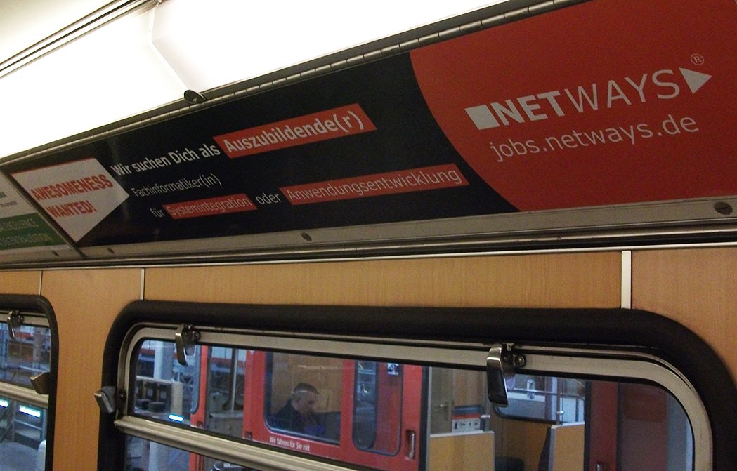 Abgefahren! Wir sind in der U-Bahn :) Was wir da machen? KollegInnen suchen! Du bist neugierig, offen und brennst für das, was du tust? Dann komm einfach vorbei! ;) Mehr auf jobs.netways.de #Jobs #OpenSource #Nürnberg