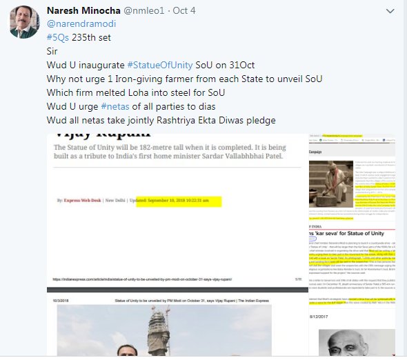 nmleo1's tweet image. Was it #NationalUnity affirmation or #ModiShow
Wud Narmada hv stopped flowing if PM-CMs team unveiled #statuteofunity 
Wud #ModiJi popularity rating hv crashed if @rashtrapatibhvn unveiled it
What if 1 farmer from each state unveiled it
Wud @ZeeNews discuss these &amp;amp; tagged #5Qs