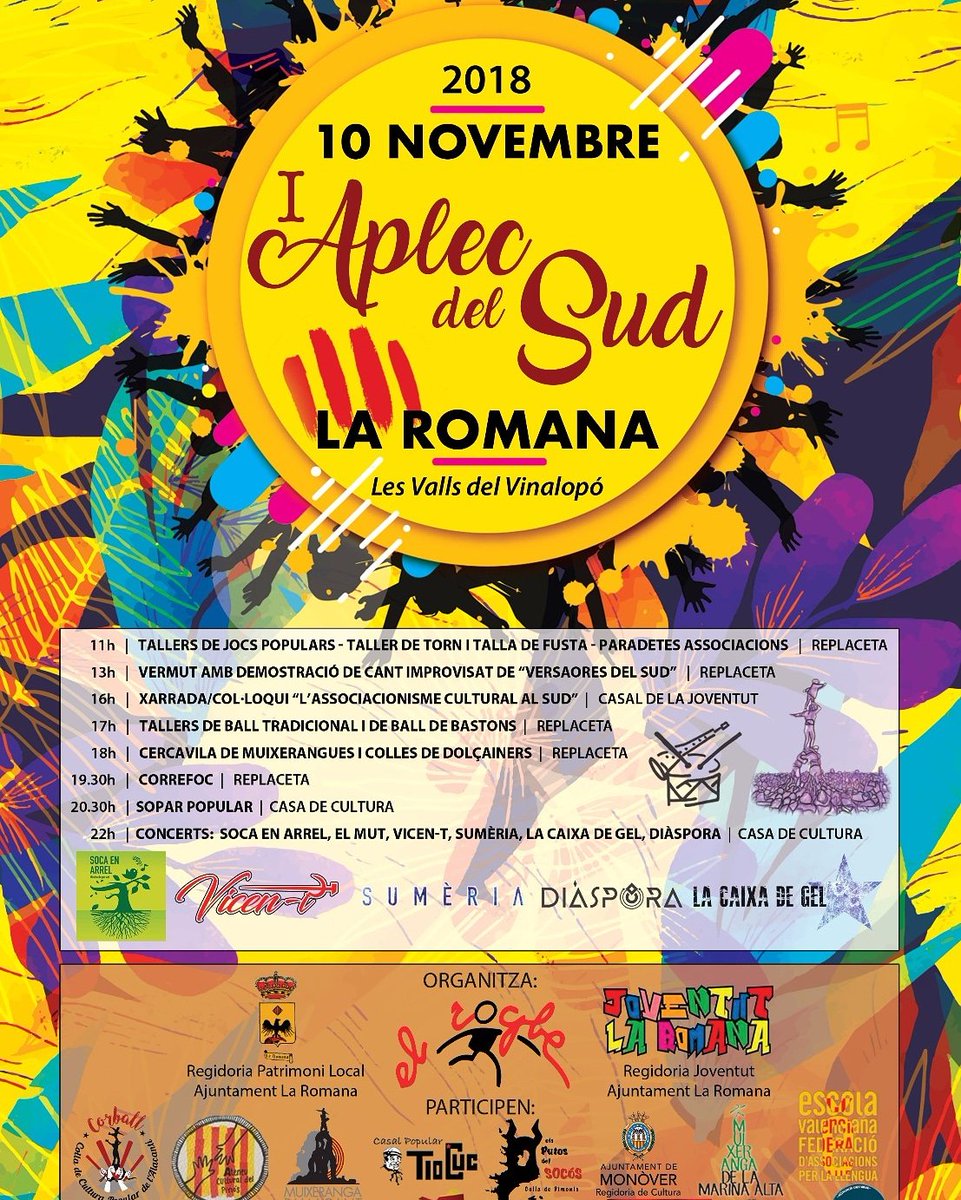 SumeriaGrup's tweet photo. DISSABTE 10 💥 APLEC DEL SUD
Tornem al sud! Aquesta vegada sonarem a La Romana, i esperem veure-vos a totes! 🙌🏽
És la primera edició d'aquest Aplec que organitza @elrogle, així que recolzem-lo, penya! ✊🏽 https://t.co/b07mdPlpRr
