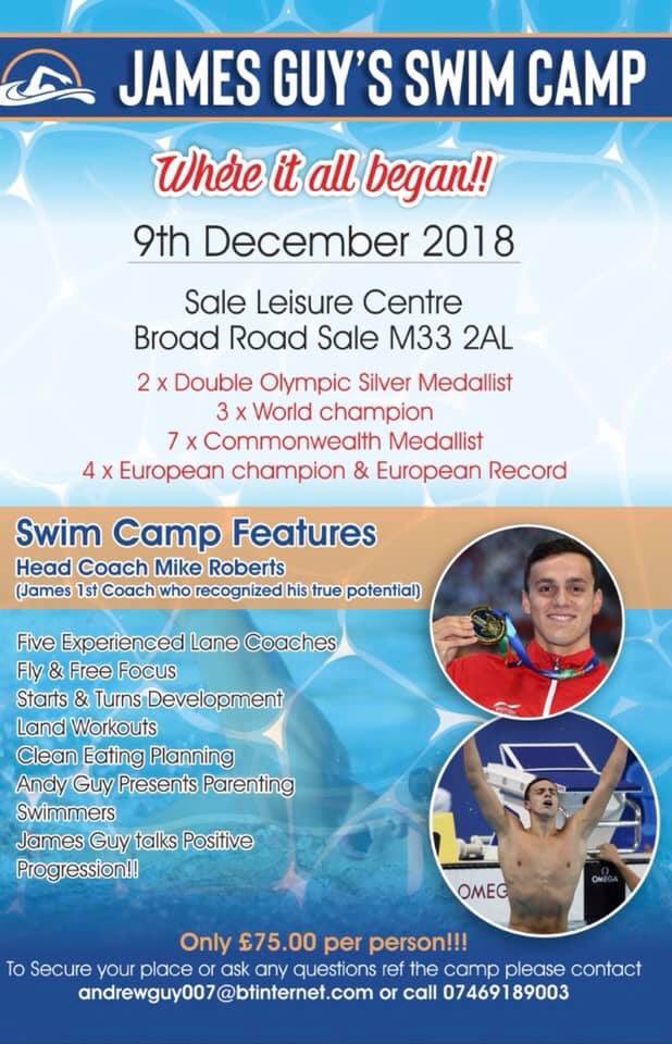 Great opportunity for any swimmers wanting to improve with our very own <a href="/Jimbob95goon/">James Guy</a> what an opportunity and it’s at our very own home pool @SaleLeisure