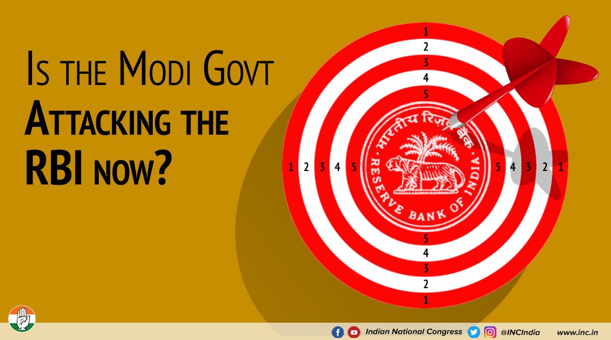 INCIndia's tweet image. The Modi govt. clearly has no respect for our democratic institutions. For them its either their way or no way. 
#ModiAttacksRBI