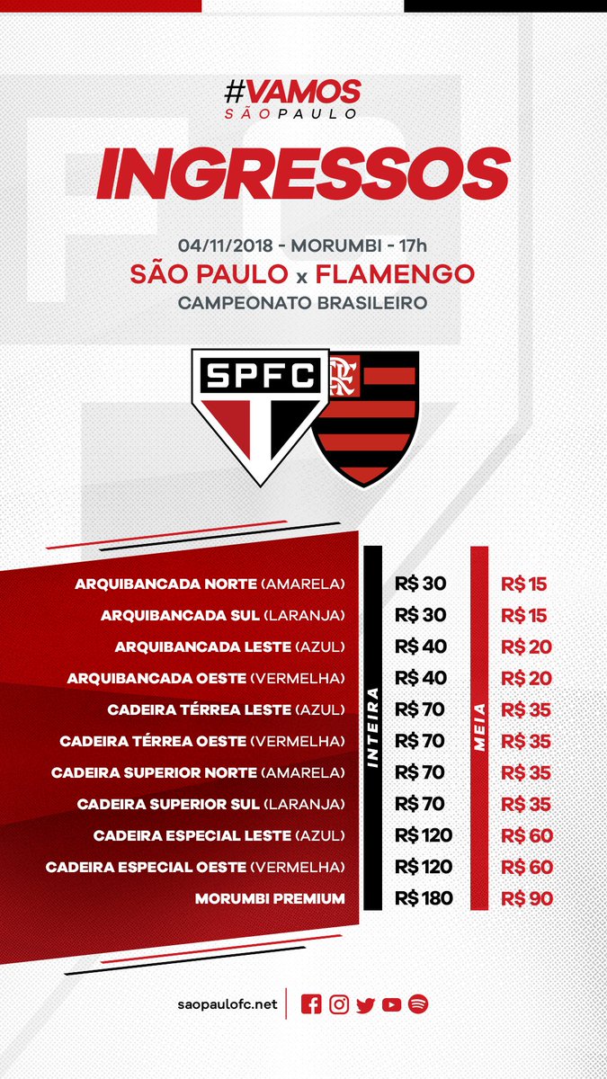 Ingresso Flamengo x São Paulo: como comprar entrada para jogo do