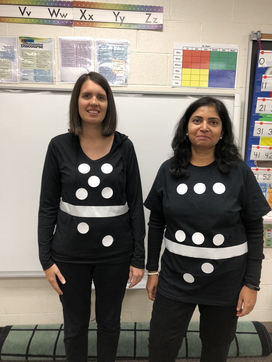 mrs_scott_1's tweet image. Happy Halloween from the Woodland Heights Grade 1/2 teachers! Our number talk from today: How many dots in all on Mrs. Scott and Mrs. Mittal? #TVDSBMath #woodlandheights