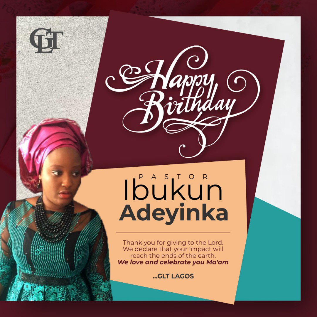 gltikeja's tweet photo. Happy Birthday Pastor Ibukun,
Thank you for giving to the Lord
We declare that your impact will reach the ends of the earth.
We love and celebrate you Ma'am
#GLTChurch #GLTLekki #GLTLagos https://t.co/U4pfNpiLMo