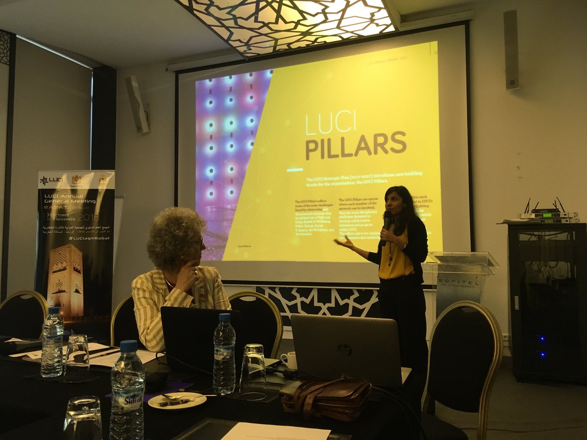 #LUCIagmRabat first meeting of our social cohesion Pillar. Lead by city of #Glasgow <a href="/urbanlandplan/">Cathy Johnston</a> with Gothenbg, Eindhoven, Helsinki, Oulu, Tartu, Albertslund, Jyvaskyla, Ramallah!!!