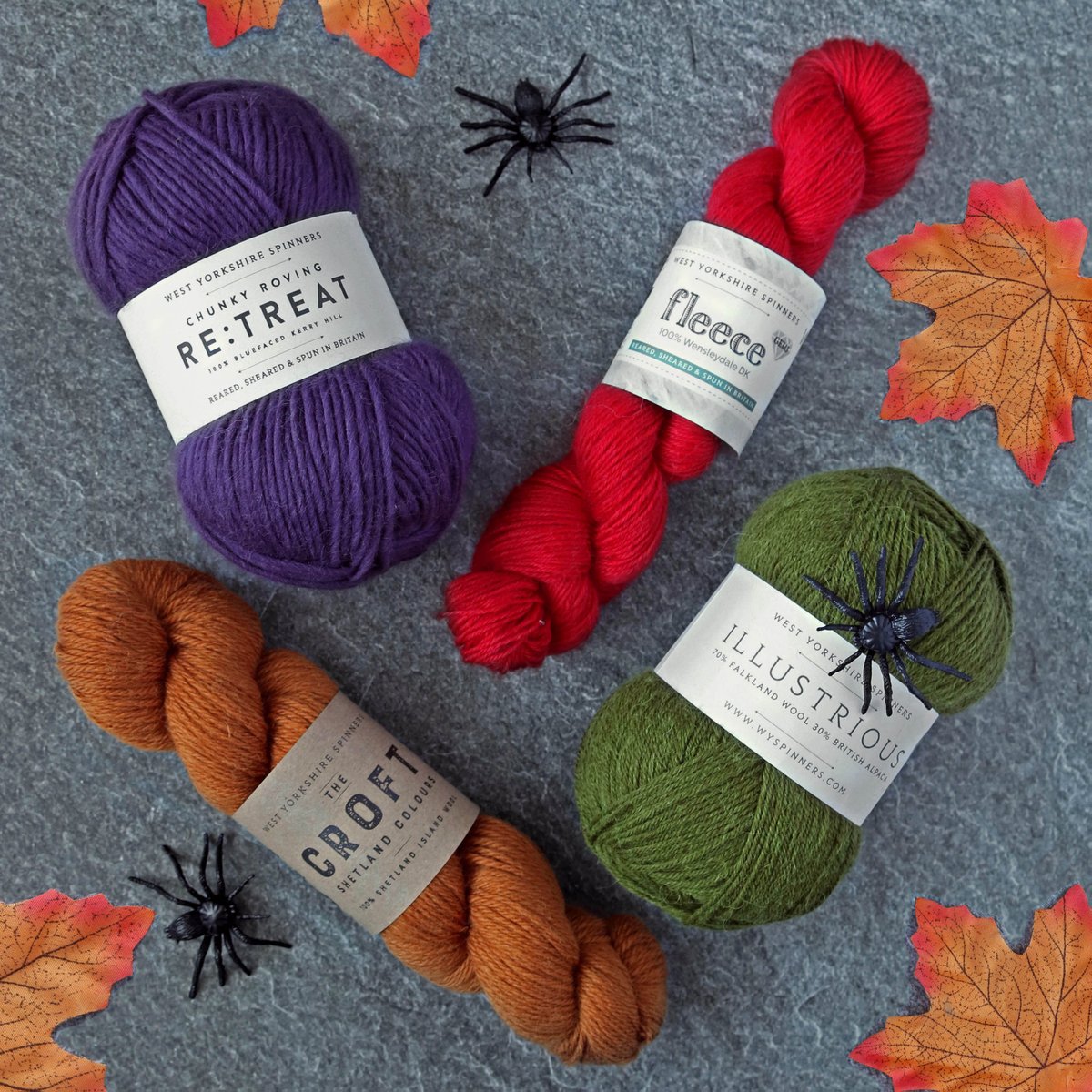 🎃🕷️Happy Halloween🕷️🎃 It's all a bit spooky here at WYS HQ 👻 
#colourinspo #halloween2018 #halloween #pumpkin #trickortreat #wensleydale #illustrious #britishalpaca #bluefacedkerryhill #retreat #fleece #autumn #knitting #britishwool #wyspinners #knit #yarn #knitter
