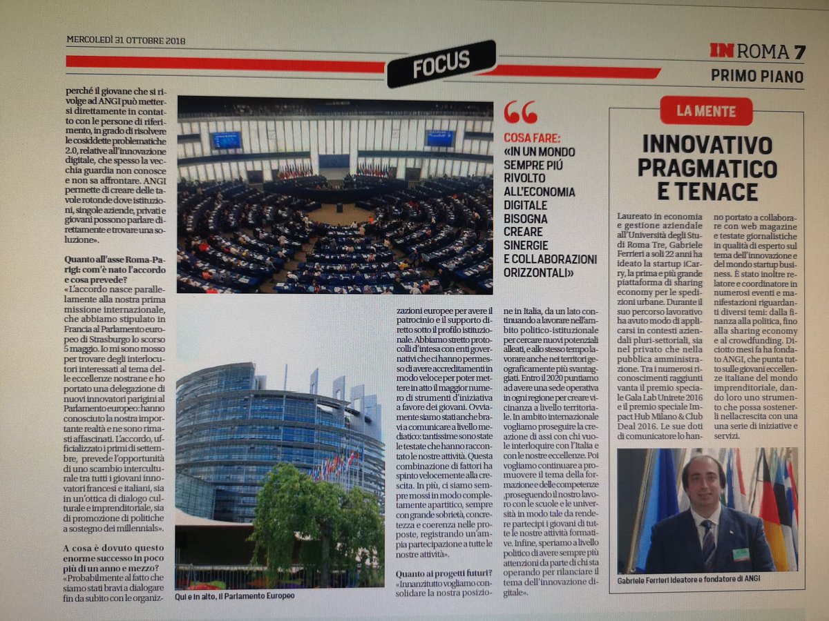 gabferrieri's tweet photo. LA RIVOLUZIONE DEI MILLENNIALS @Angi_tech. Una delle uscite stampa più belle di sempre sul @CorSport inserto #InRoma che racconta dell'Associazione Nazionale Giovani Innovatori e dello straordinario percorso che stiamo portando avanti per #Giovani e mondo #Innovazione #startup. https://t.co/ATiZ68yiRG