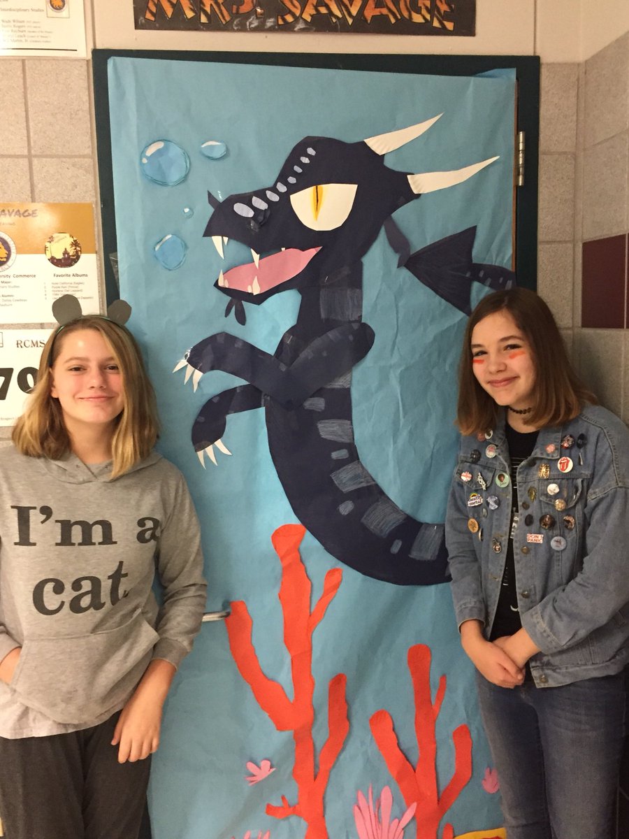 Happy Halloween! And big thanks to these ladies for decorating my door! Sea Monsters count, right!? #RCMSjoy #RCMSpride #Halloween2018⁠ ⁠