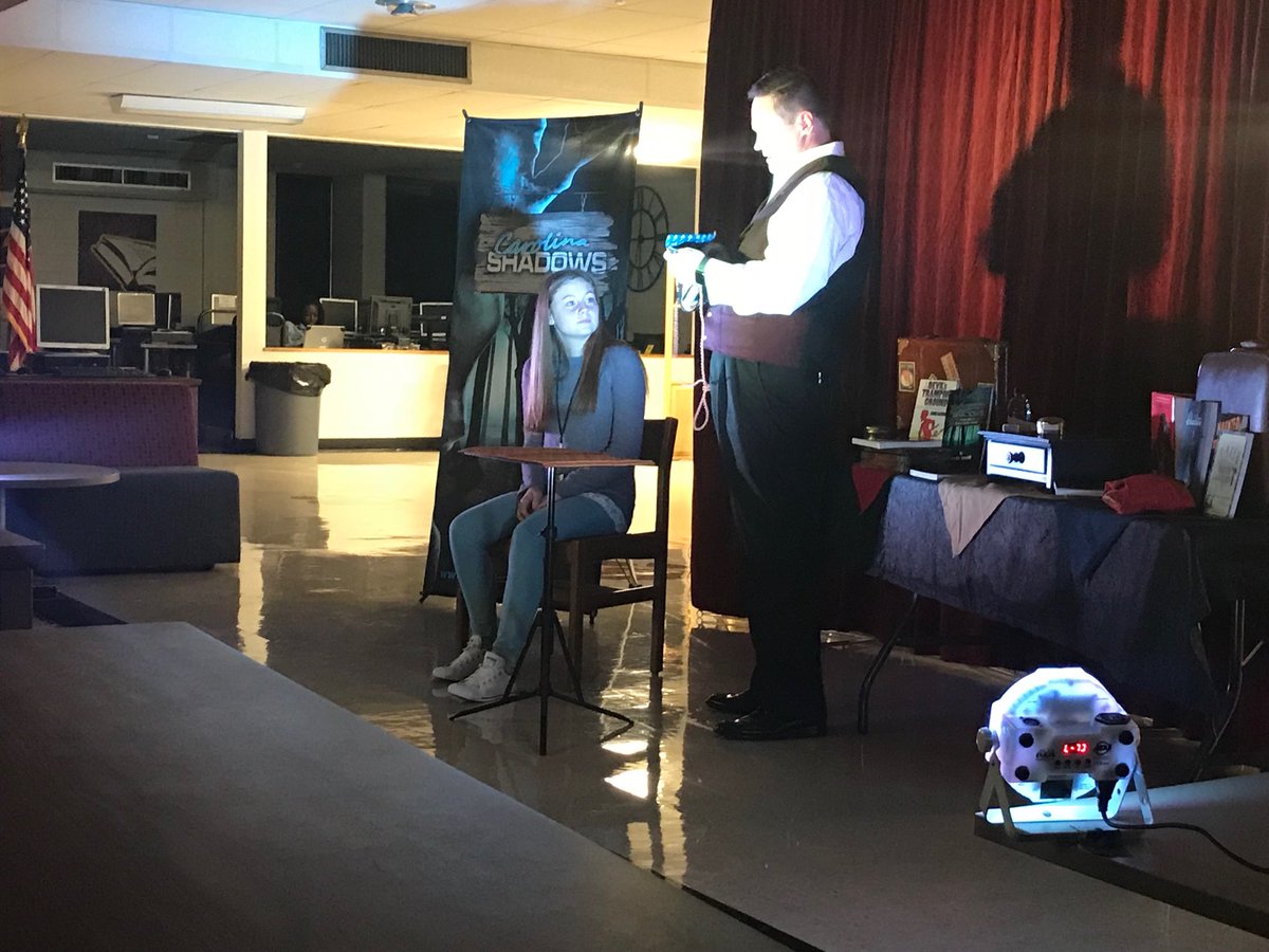 rhhsmedia's tweet photo. Enjoying a Halloween show in the media center this morning! Carolina Shadows can be creepy! https://t.co/4QOcl7a6XH