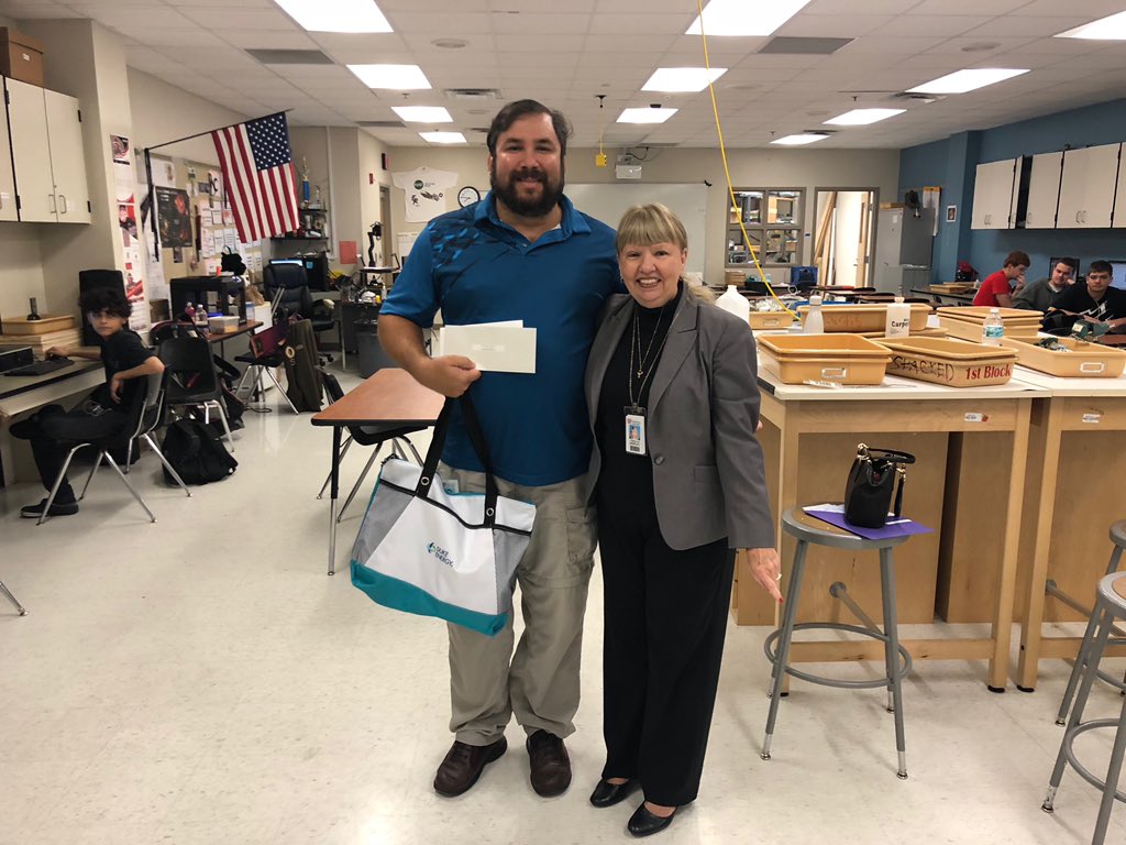 Congratulations to Mr. Chambless and Mr. McCormick for winning the Duke Energy Grant! Way to Go Falcons! #wERise to #Excellence