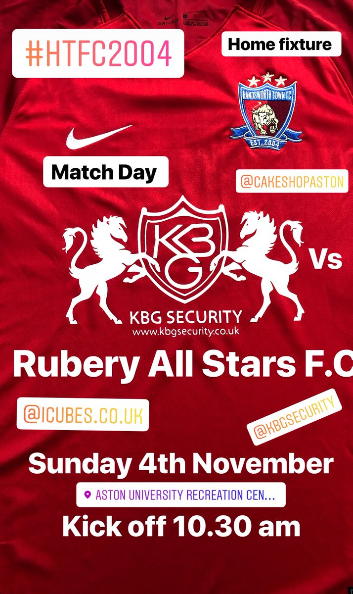 <a href="/HandsworthFc/">Handsworth Town FC #htfc2004</a> Divsion 2 cup round 2. Match day sponsor <a href="/KBGSECURITY07/">KBG SECURITY</a> <a href="/secentre/">SE Centre (Bham)</a> <a href="/icubes_uk/">icubes.co.uk</a> <a href="/SecurityKbg/">KBG SECURITY</a> <a href="/BigOnFootball/">BigOnFootballKits</a>