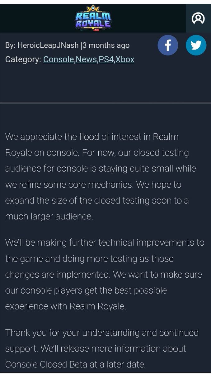 Realm Royale Servers Are Back Online An Issue With Missing Items Has Been Resolved Rank Resets Are Being Investigated