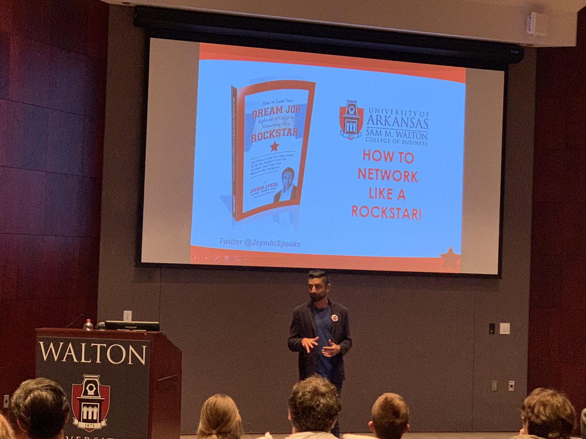Thank you <a href="/JayminSpeaks/">Jaymin Patel</a> for speaking to our <a href="/uawaltoncollege/">U of A Walton College</a> students today about Networking!