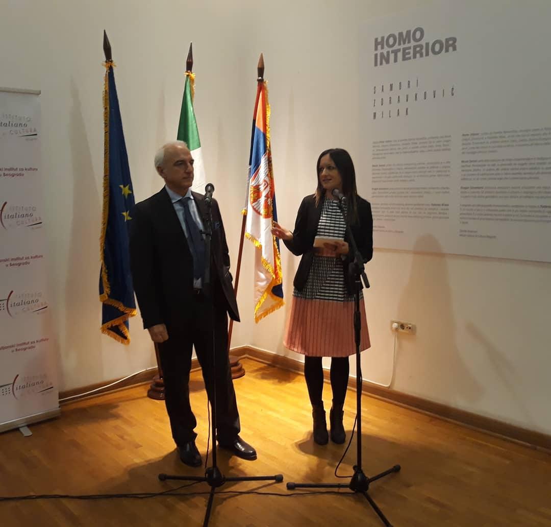 IICBelgrado's tweet photo. Otvaranje izložbe HOMO INTERIOR / Inaugurazione della mostra HOMO INTERIOR #NicolaSamori #DraganZdravkovic #RadenkoMilak #GiornateDelContemporaneo #ContemporaryArt https://t.co/4qV50wQfbP
