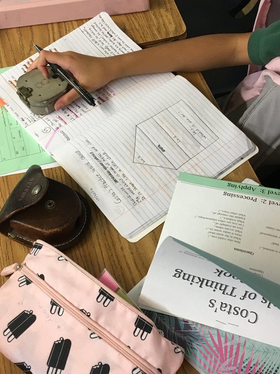 Ms_Abernathy's tweet photo. Fun day today: @BedichekAVID 6th graders came up with Costa’s Leveled Questions for weird objects, then got thumbs up/down feedback from the class, and discussion about levels of questions #AisdProud https://t.co/7jO95K5YSa