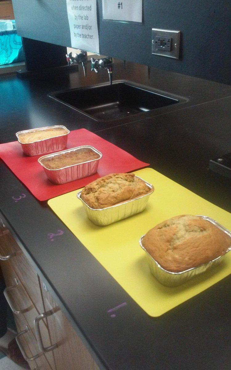 HollyOberholtz2's tweet photo. Baking in Vet. Science Class! What!? #LSAgSci #LSPioneers Students @GardenSpotFFA developed a Banana Bread "ration" and determined which one was nutrient deficient. Oh, learning to balance feed rations. Yum! https://t.co/zrOvHVAmcf
