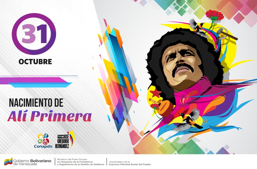 Ely Rafael Primera Rossell​, Nace en Coro, Estado Falcón; 31 de octubre de 1941) más conocido por su nombre artístico Alí Primera, fue un músico, cantante, compositor, poeta, activista político y militante comunista venezolano. <a href="/Conapdis/">Conapdisvenezuelaoficial</a> #AliPrimera #PetroEstabilidadEconomica