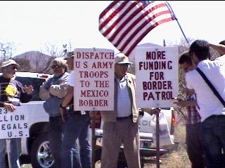 51) It melded with the remnants of the 1990s paranoid Patriot/militia movement and emerged as the “Minutemen,” vigilante border watchers who were going to stop immigrants coming over the border and the New World Order along with it. They talked about shooting border crossers.