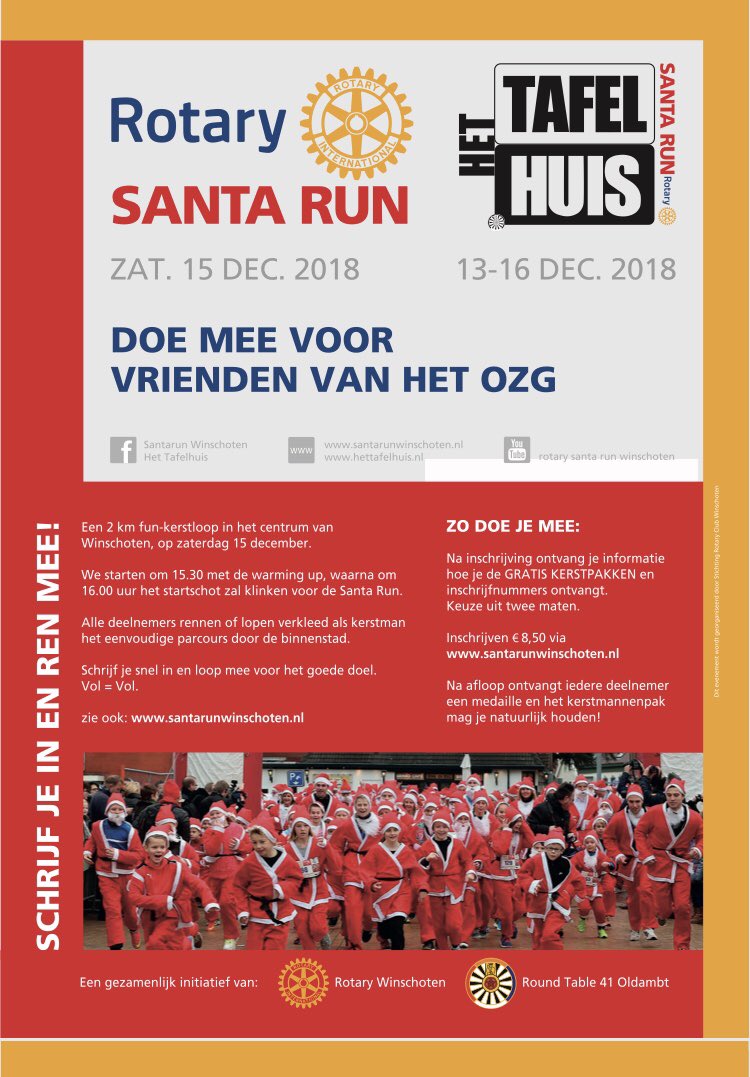 Doe mee aan de Santa Run op 15 december. Aanmelden: santarunwinschoten.nl/inschrijven