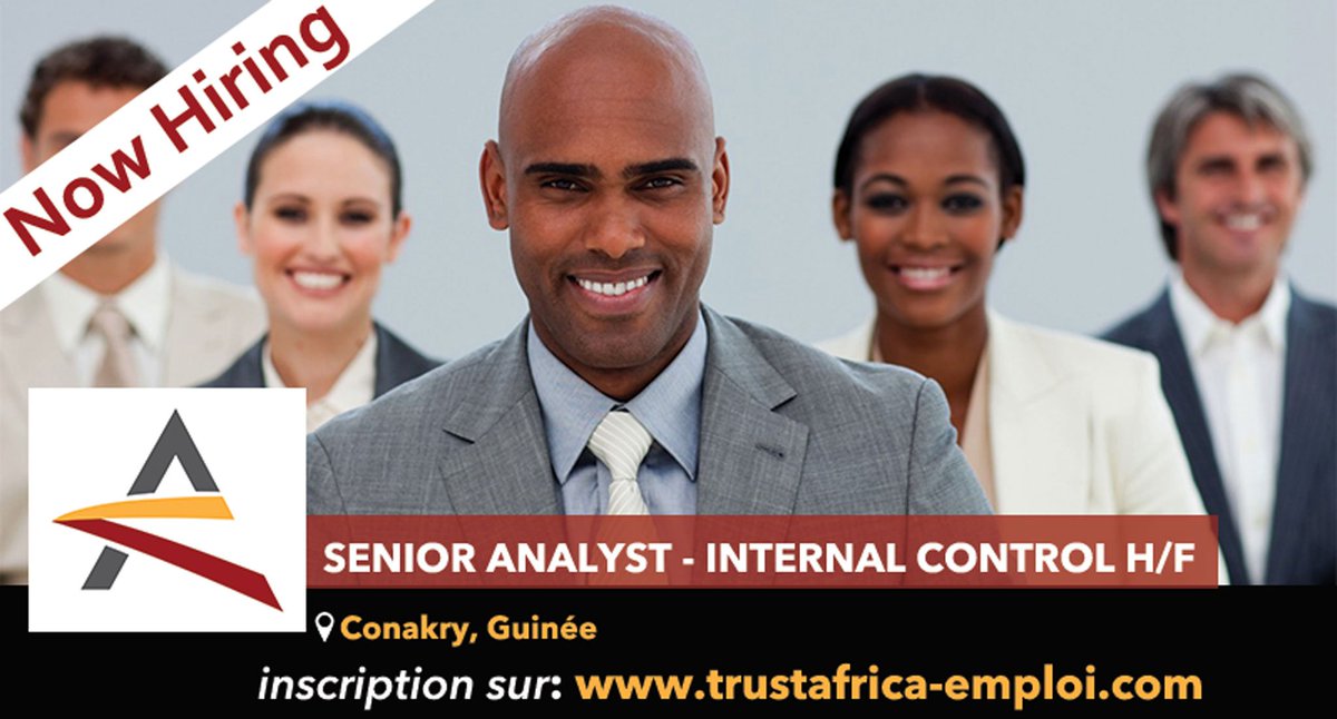 TrustGuinee's tweet photo. Nous recherchons Un(e) SENIOR ANALYST – INTERNAL CONTROLS H/F.
Pour postuler, cliquez sur - https://t.co/jm7c7j6zce
#TrustAfrica #offredemploi #offreemploi #emplois #emploi #JobSearch #Recrute #MiningJobs #SeniorAnalyst #Audit #CPA #CMA #COSO #SYSCOHADA #Comptabilitè #Audit https://t.co/gvUo3gspZq