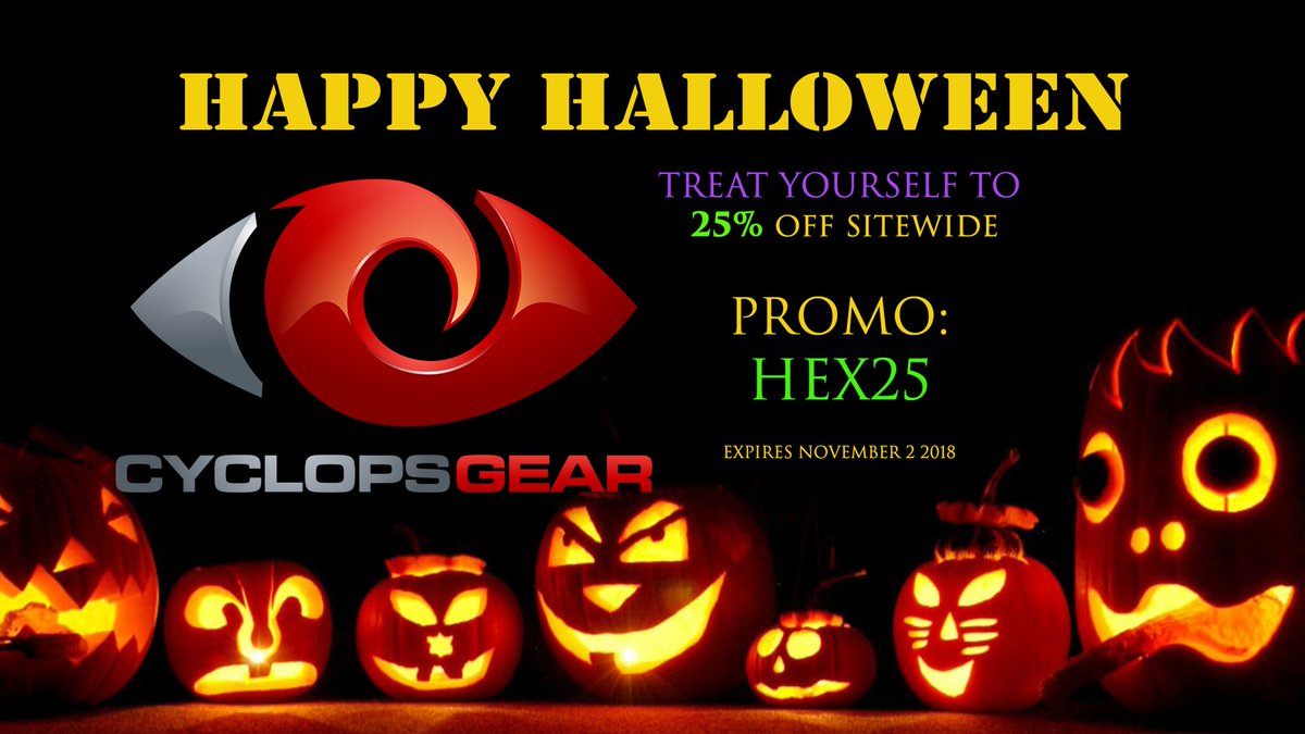 cyclopsgear's tweet image. Trick or Treat! This deal is pretty sweet 🎃🍭Head over to our website and enjoy 25% off now through November 2 with Promo Code: HEX25