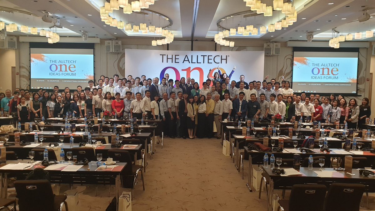 Alltech's tweet photo. The first of two stops in Vietnam of the Alltech #ONEIdeasForum was held in Ho Chi Minh City, welcoming more than 140 customers who learned about sustainability and goals for agribusiness in South Asia, mineral myths and Alltech's vision for the future. Now on to Hanoi! https://t.co/UOQaFfStk6