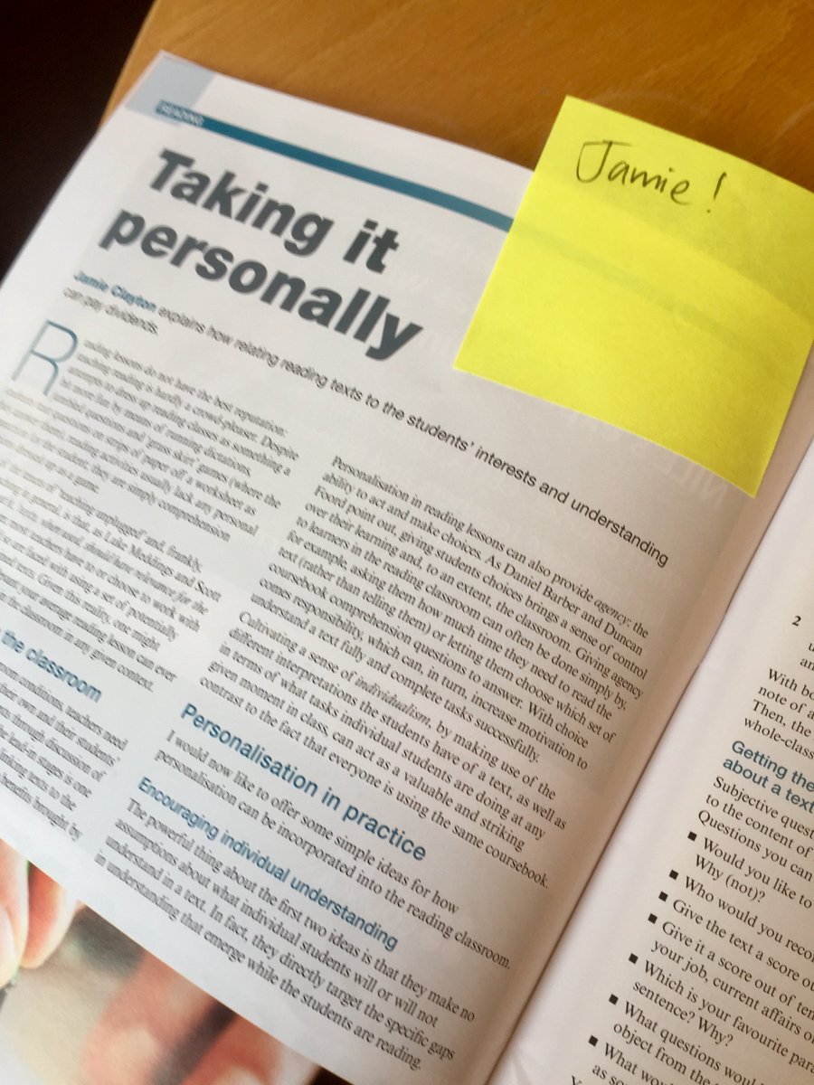 EnglishinOxford's tweet photo. Are you taking things personally?! #CreativeEnglishTeaching with the brilliant @JamieC_ELT published in @ETprofessional this month. Congratulations Jamie! 👏 https://t.co/rboyYaG6qm