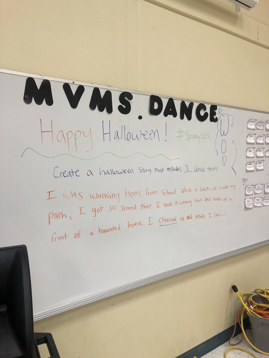 comalfinearts's tweet photo. Never miss a WICOR Wednesday. Spooky journal prompt using 3 dance terms! @MVMSAVID @MVMSKillian @AlexHigbyMVMS @DavissonDustin @schumanncarla1 @ComalWrites #levelup #dancerswrite #weareavid #ComalFineArts https://t.co/vDWQVtYrls