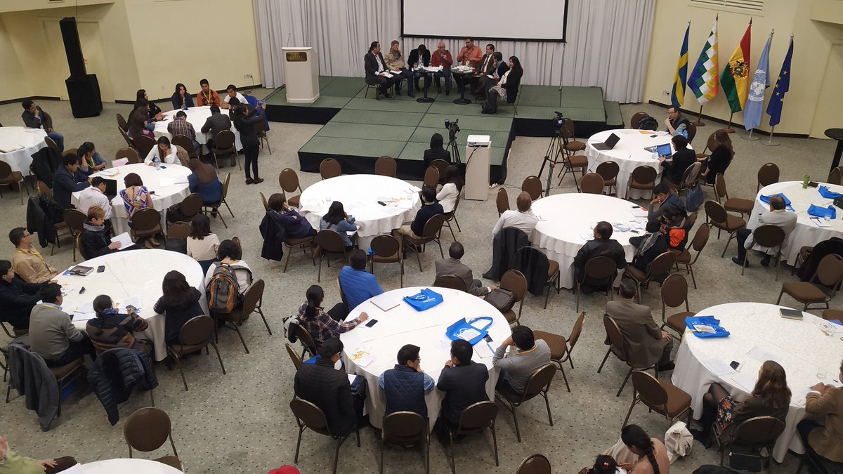 onuhabitat's tweet photo. "Planificación urbana y gestión del suelo-Ciudades Intermedias", una de las mesas de debate que ha agrupado a los distintos actores locales y comunitarios, en el #ForoUrbanoNacional 
@ONUHabitatBOL @ElkinVelasquezM @ONUBolivia @swedeninlapaz @JavierRDelgadi1 @mopsv_Bolivia https://t.co/AKEQvBpgEp