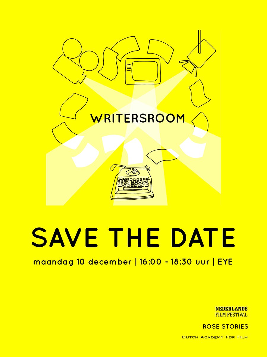 Na een geweldige pilot editie vorig jaar komt er een vervolg van WRITERSROOM i.s.m. NFF en DAFF! Op maandag 10 december opent EYE haar deuren voor iedereen die wil komen kijken en mee wil denken met de schrijvers om hen verder te helpen met hun scenario's. bit.ly/writersroomros…