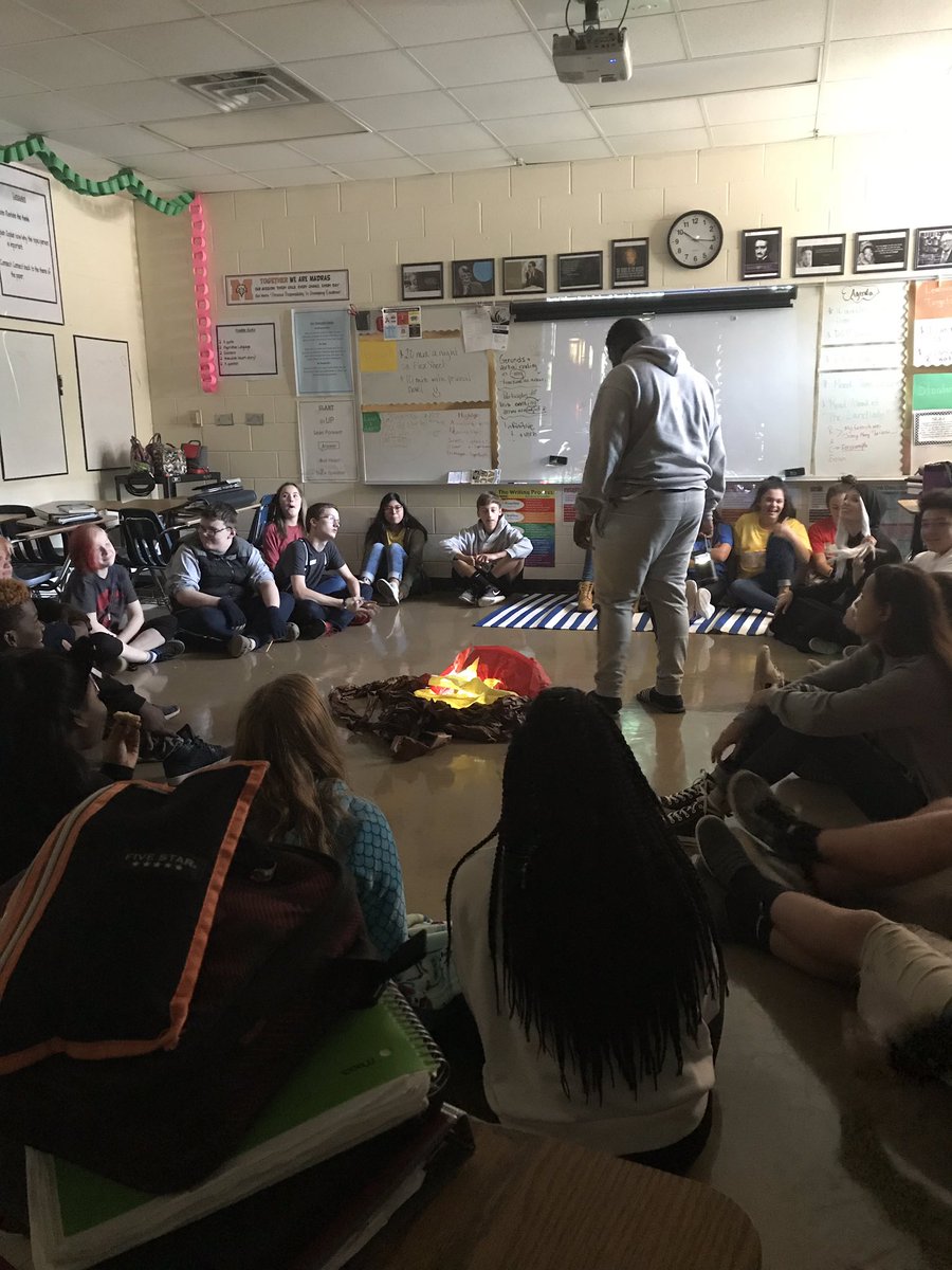 MrsMcCoy84's tweet photo. Spooky story time with an interruption from some dinosaurs @laurarfarmer @MadrasEagles https://t.co/dtl48ozJGe
