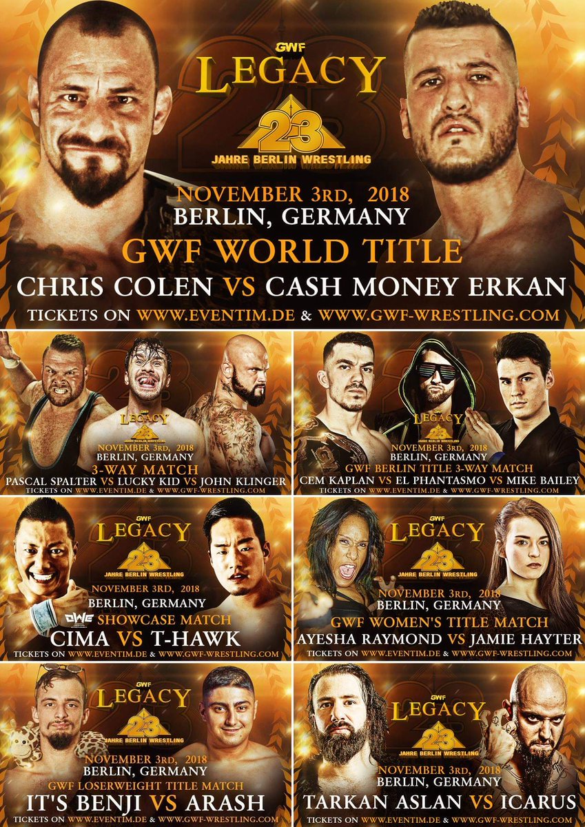 GWF Wrestling (@wearegwf) on Twitter photo We have announced seven matches so far for #LEGACY - our anniversary! Today catch the last episode of #ThreeCount on YouTube and see the action live on Saturday! We have announced seven matches so far for #LEGACY - our anniversary! Today catch the last episode of #ThreeCount on YouTube and see the action live on Saturday!