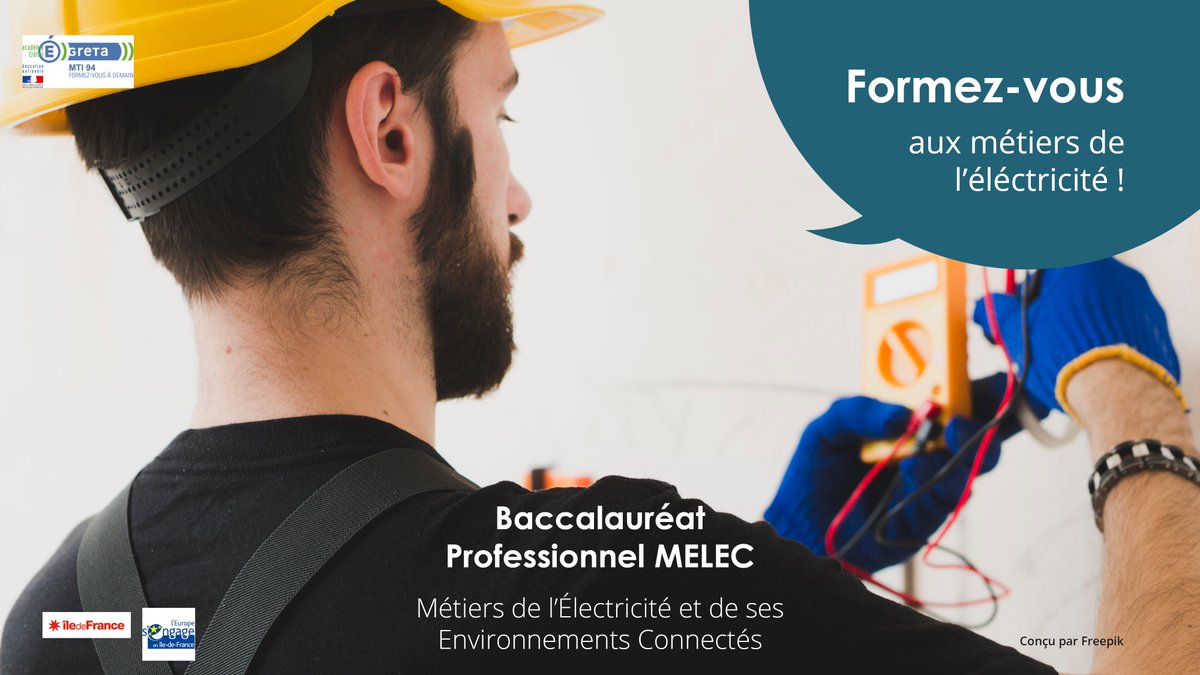 📣Il reste des places pour s'inscrire sur le #Bac Pro MELEC (Métiers de l’#electricite et de ses environnements connectés), #formation financée par la région #IDF 🎓
Inscrivez-vous !
👉 01 45 12 26 26 - helene.adnet@gretamti94.fr
👉Infos : bit.ly/2Ogz4JC
#FormPro #Greta