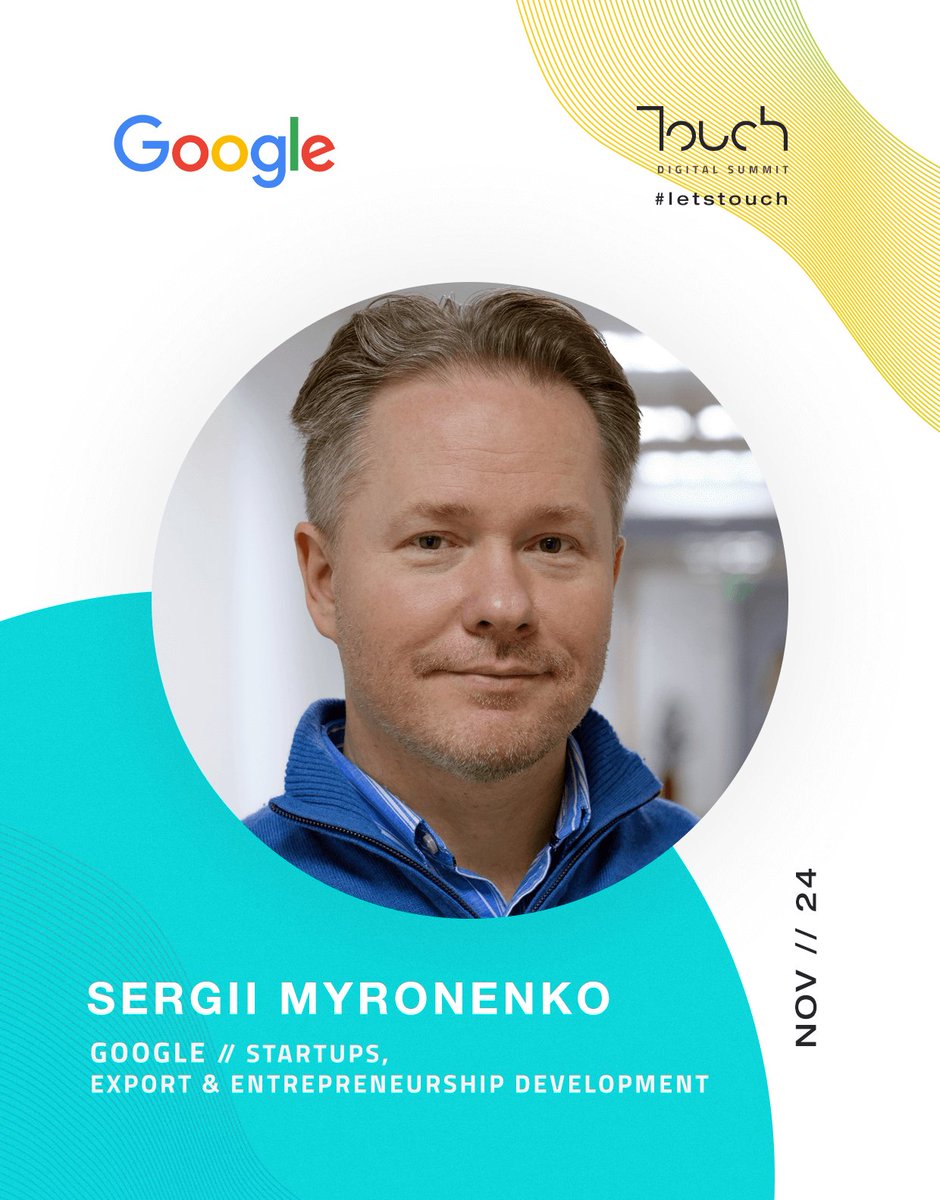 touch_summit's tweet photo. 🔳 First speaker revealed: Sergii Myronenko //Google
🔘 Startups, Export &amp; Entrepreneurship Development (SEED), Google Ukraine
🔘 Industry Manager, Multisector (Telco, Finance, CPG, Automotive), Large Customer Sales, Google Ukraine since 2010.
#Touch2018 #LetsTouch #TouchSpeakers https://t.co/r91yiLOaUL