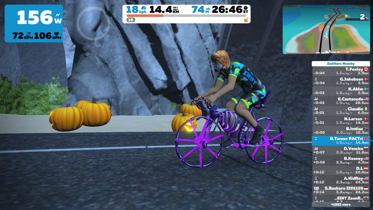 RadarRuss's tweet photo. #HappyHallowen @GoZwift Thanks for the bike! I’ve owned bikes less comfortable than this bone shaker tho’. #niiice #rideon https://t.co/W42WNfKHH2