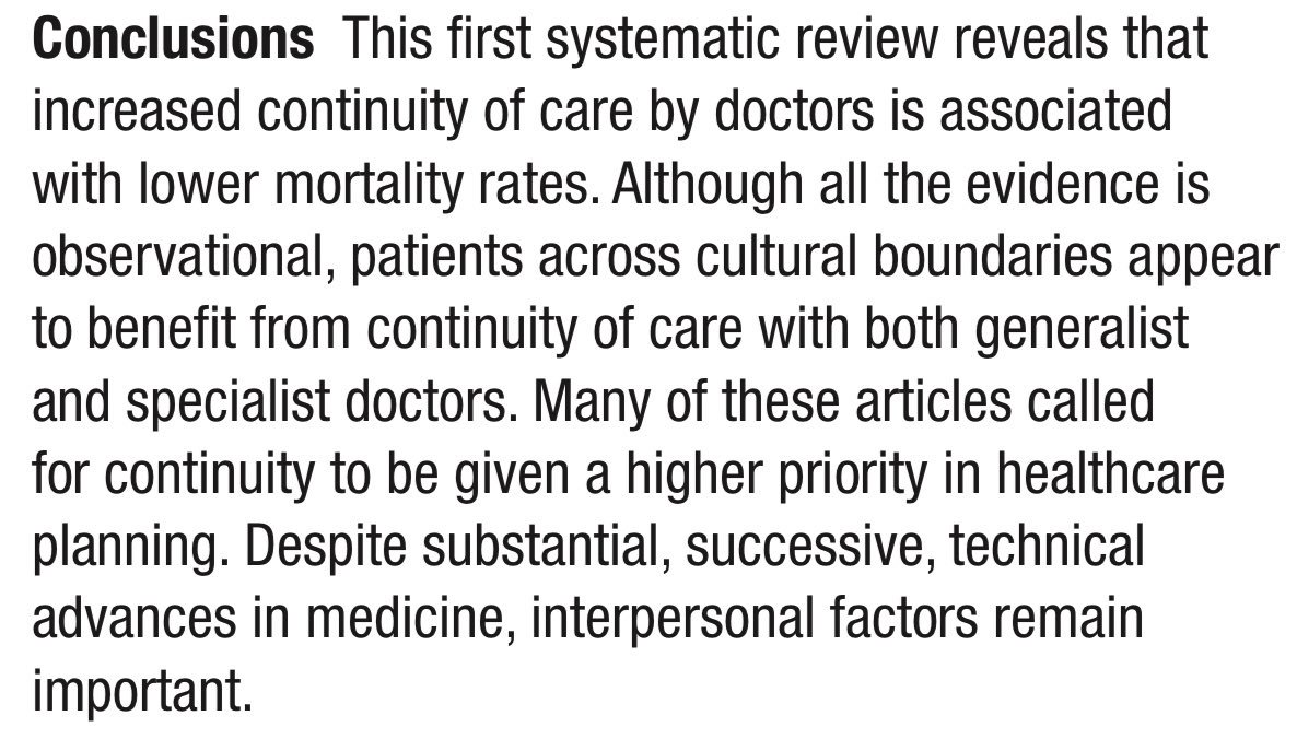 IrfanDhalla's tweet photo. Very thoughtfully done review, led by a patient, providing evidence that continuity of care is associated with lower mortality https://t.co/HLbSEJDla1 https://t.co/RVbJpAwPYZ