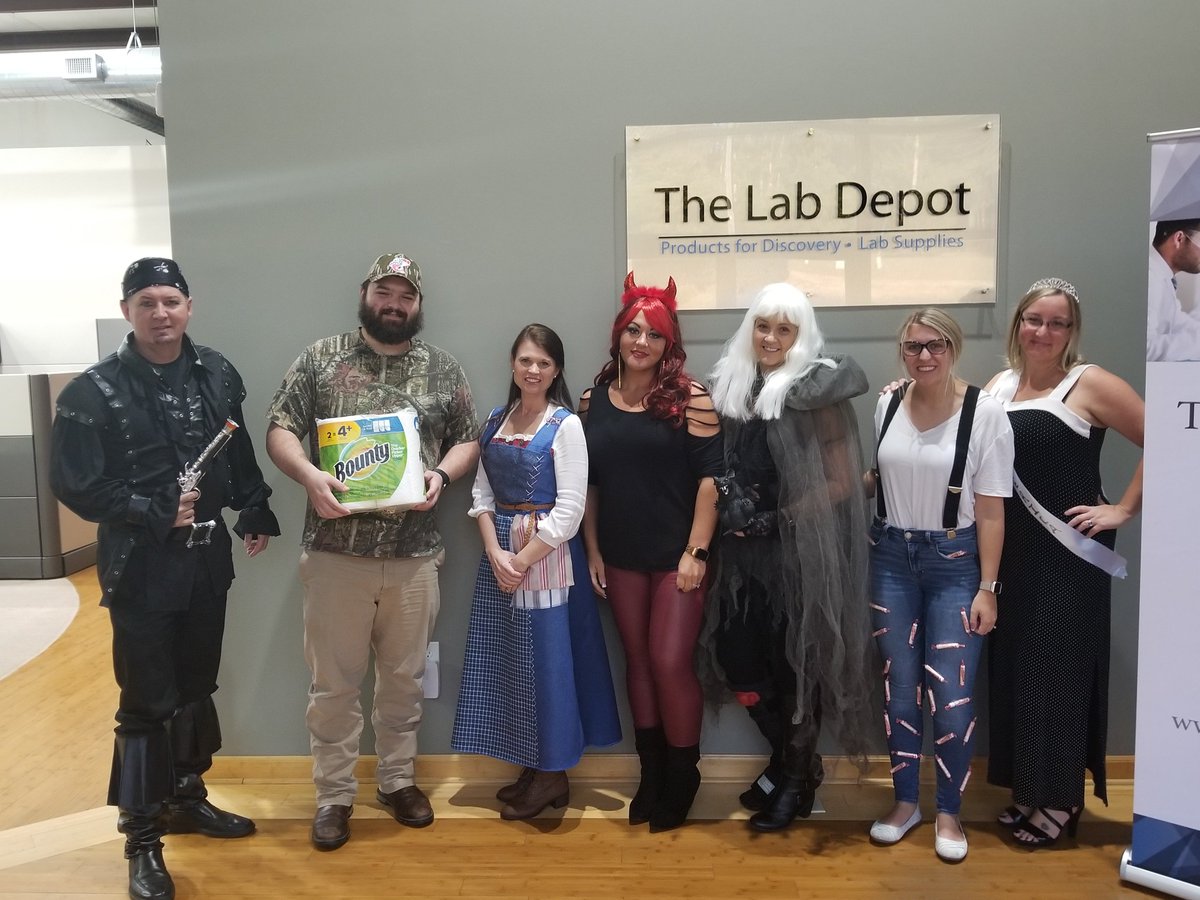 Happy Halloween! We have a Pirate, a Bounty Hunter, Bell, a Devil, a Dead Rat, a Smarty Pants, and Miss America! That's what we like to call teamwork at The Lab Depot 🎃🖤🧡