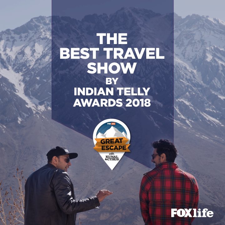 StarLife_India's tweet photo. Thank you all for making ‘Great Escape with Kunal and Cyrus’ The Best Travel Show of 2018.  
Watch now - https://t.co/CoTTx6QWOQ
#FOXlifeNeverStop https://t.co/UKTN4kcSEh