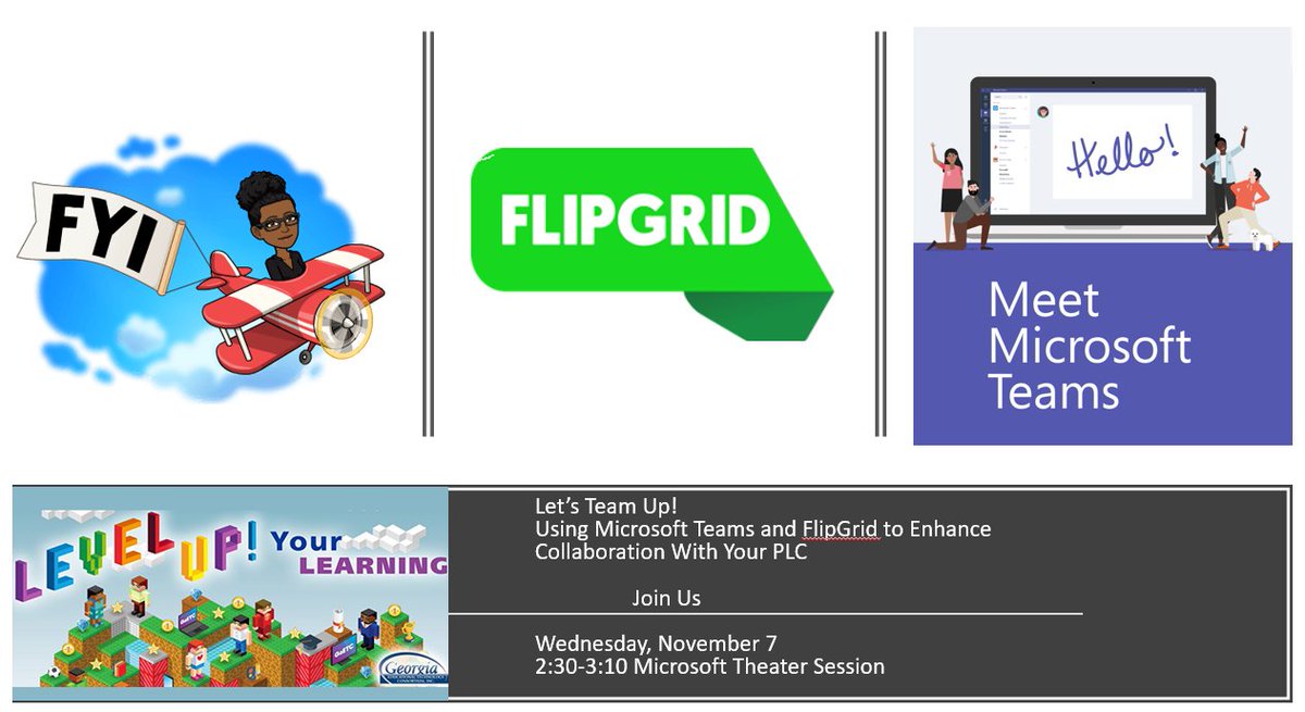 Are you attending @GaETConf this year?  If so, join me and the @Flipgrid Team @Savvy_Educator @jessxbo as we #Teamup to demonstrate how you can use @MicrosoftTeams & @Flipgrid to promote collaboration and engagement for your PLC. @APSInstructTech #APSITinspires @ahrosser @MrsHCox