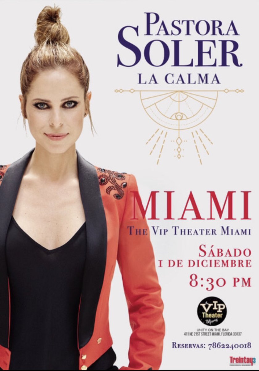 PastoraSoler's tweet photo. Felicidad y emoción de poder contaros ya que el 1 de Diciembre estaré en Miami!!!!!!! 📢📢📢📢#theviptheatre #GiraLaCalma #1dediciembre ✌🏼⭐️🙌🏼❤️ https://t.co/AcltW9Onom https://t.co/s5CCVPgD1I