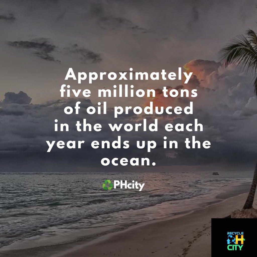 RecyclePhc's tweet photo. Let's keep the ocean clean, especially in this part of the world, let's keep the Waters clean from oil.
It's high time we keep our environment clean, polluted environment will just be harmful to us in return.
Cleanliness makes good living
โป๏ธPHcity cares.
#EnvironmentFact https://t.co/6ZoNPsj6Hk