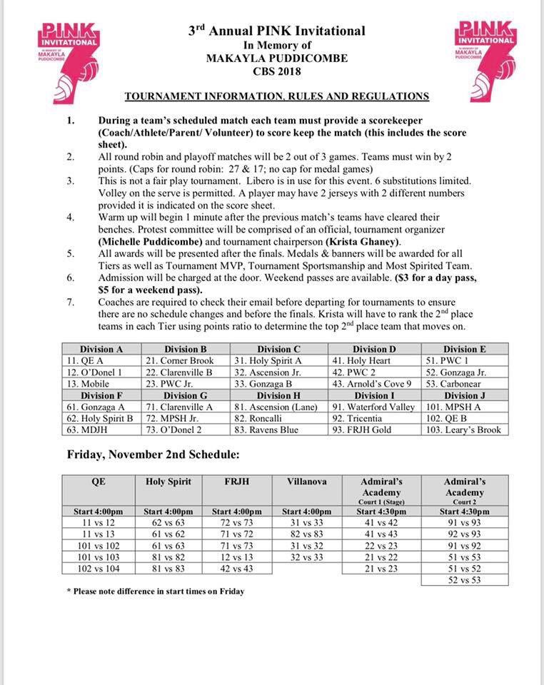 💕🏐3rd Annual PINK Invitational starts FRIDAY! We still are in need of REFEREES! Send me a msg or come find me if you are able #please