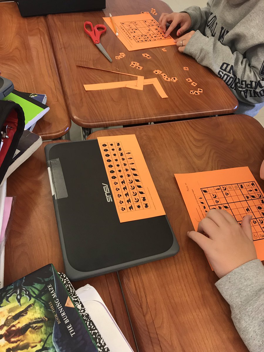 MrsLaBar's tweet image. Some challenging Halloween Sudoku and some not-so-scary equations for Ss in 8 Math 🎃  👻 #pohatpride @PohatSchool #mathisnotscary #Halloween2018