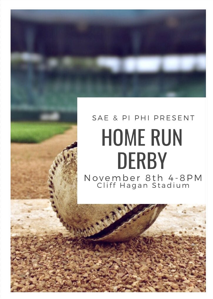 Home Run Derby has been rescheduled due to weather. Mark your calendars for November 8th! Tickets are $5 ⚾️